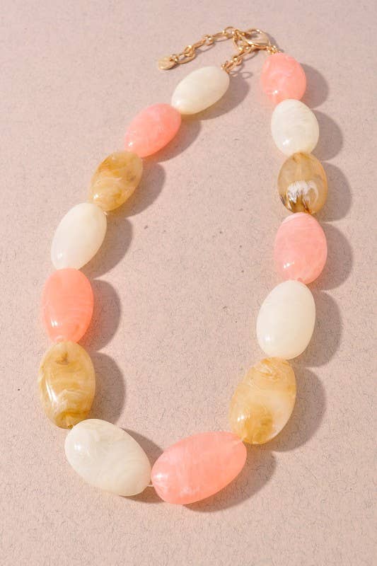 Multi Marble Stone Beaded Necklace