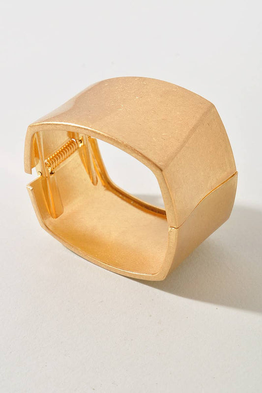 Matte Gold Geometric Hinge Cuff Bracelet
