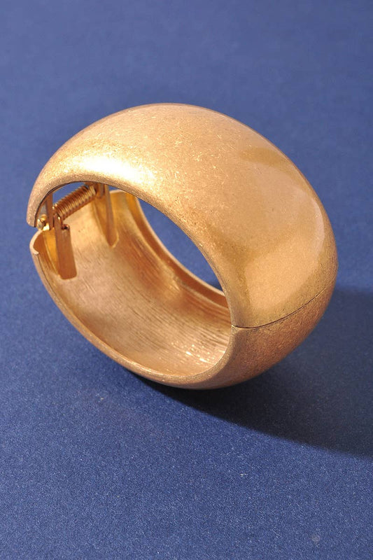 Worn Gold Smooth Hinged Bangle