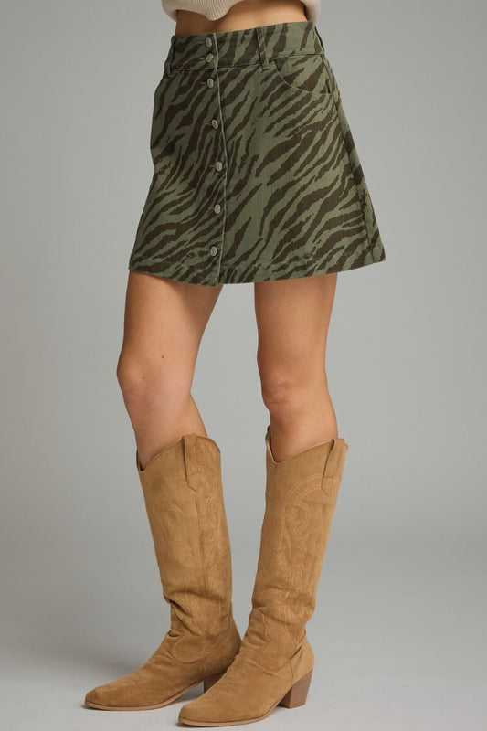 The Olice Zebra Buttton Mini Skirt | Entro