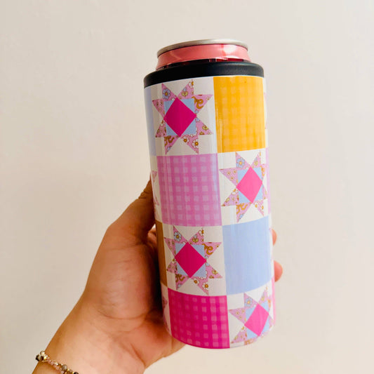 Slim Can Cooler, Bright Pink Quilt Pattern