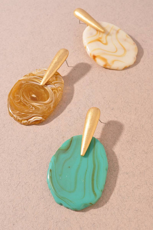 Resin Oval Statement Stud Earrings