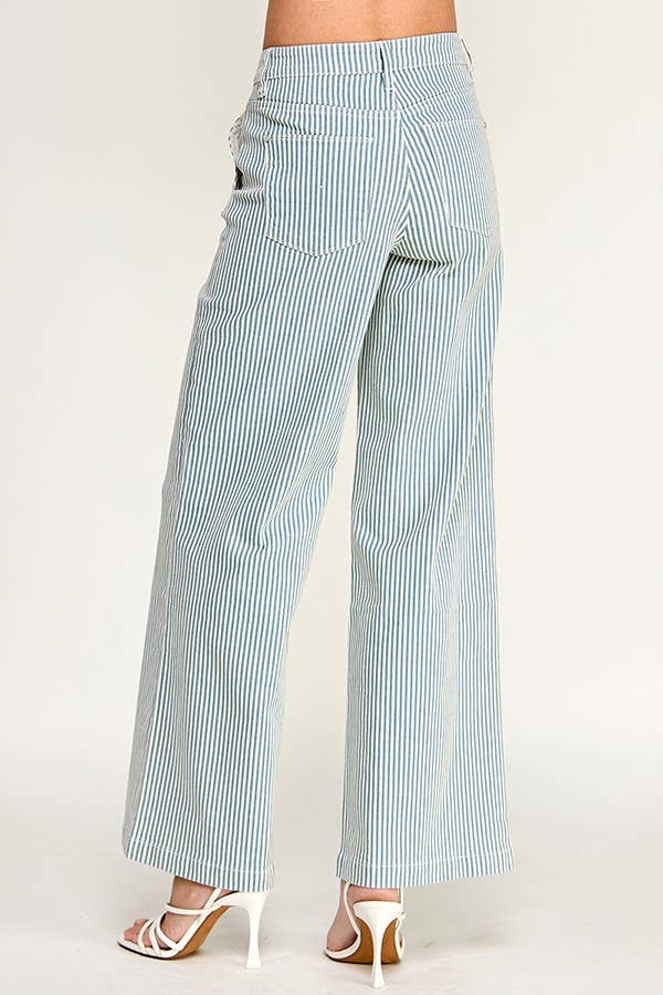 Blue Pinstripe High Rise Stretch Jean | Petra 153