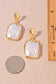 Hammered Rectangle Pearl Drop Earrings