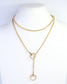 Ellen Horsebit Long Lariat Chain Necklace Gold