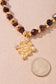 Brown Beaded Pave Charm Statement Necklace