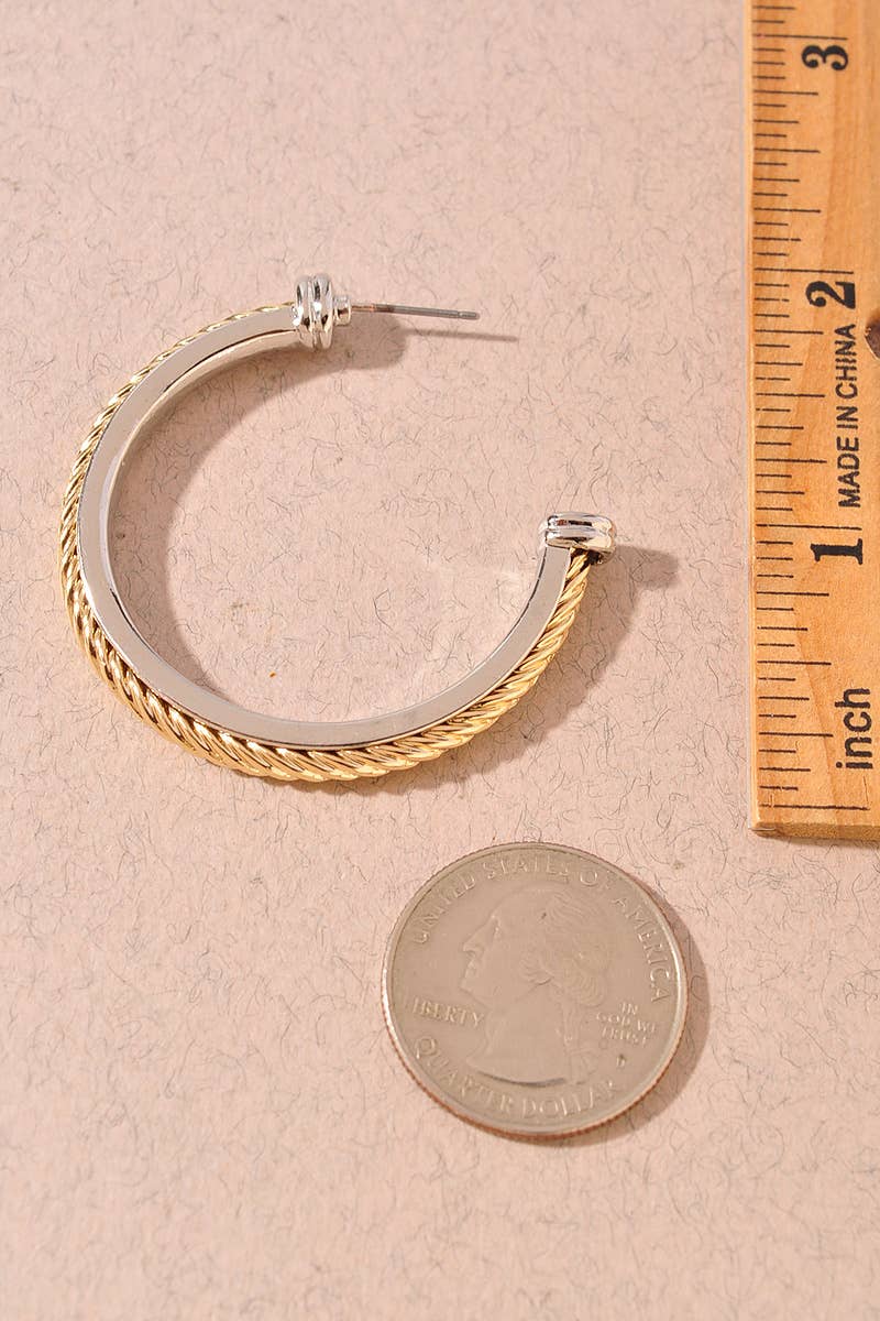 Two Toned Twist Hoop Earrings