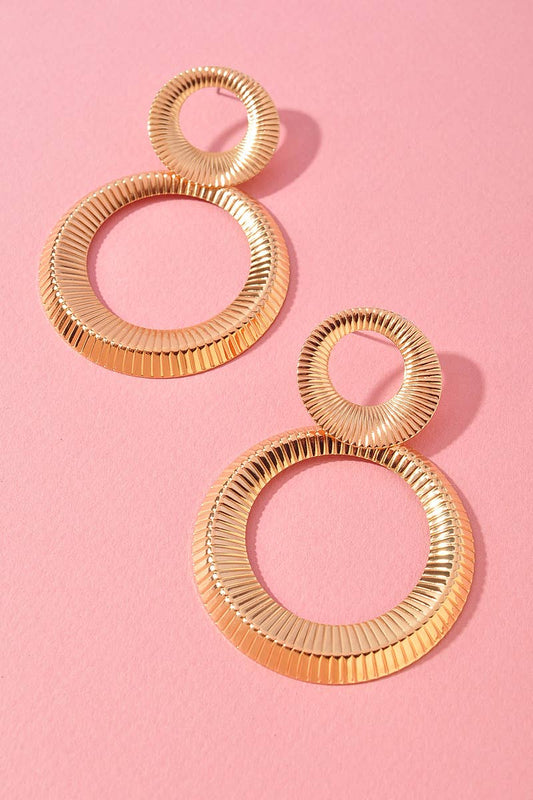 Textured Double Circle Drop Earrings