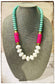 White Ceramic Glass Beads & Pink Coconut Wood Bead Necklace
