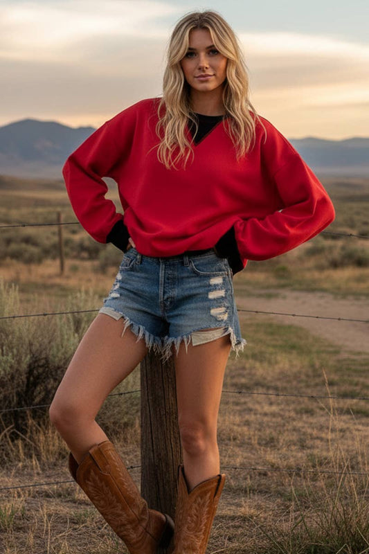 The Red French Terry Pullover | Sewn & Seen