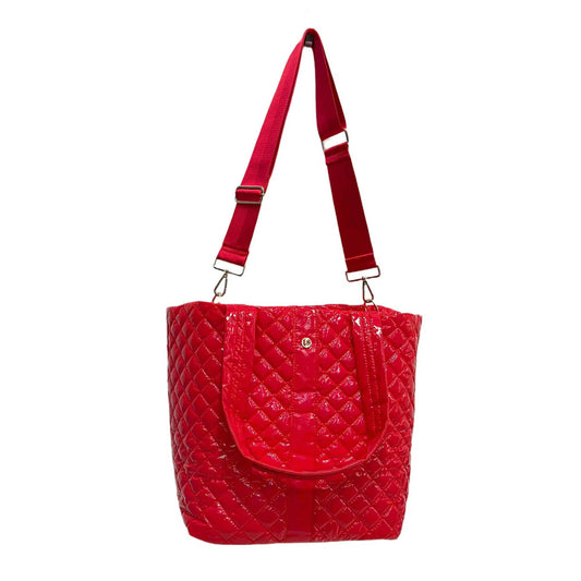 Diamond Tote Shoulder Bag Cherry Red