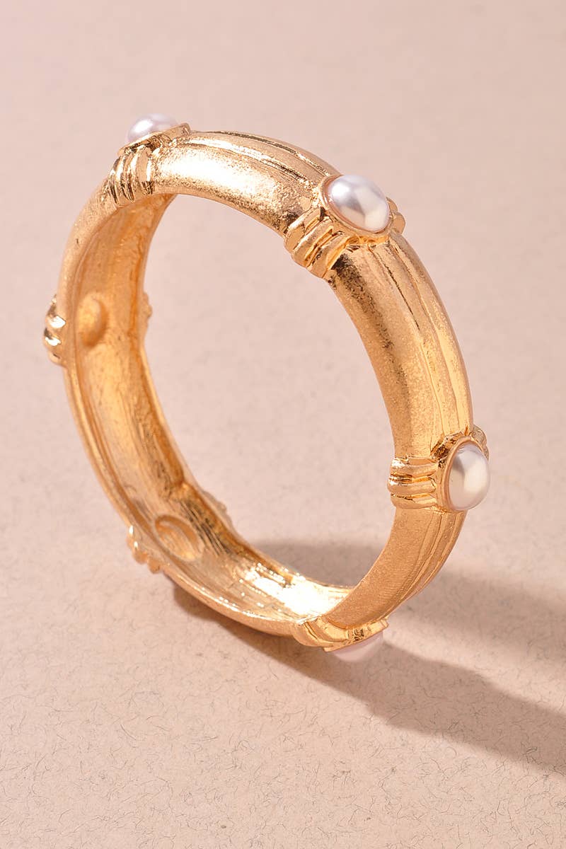 Crystal Accent Bamboo Bangle Bracelet