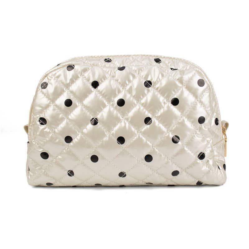 Jennifer Cosmetic Makeup Bag Travel Pouch | Pearl Polkadot