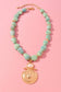 Mint Marble Beaded Medallion Pendant Necklace