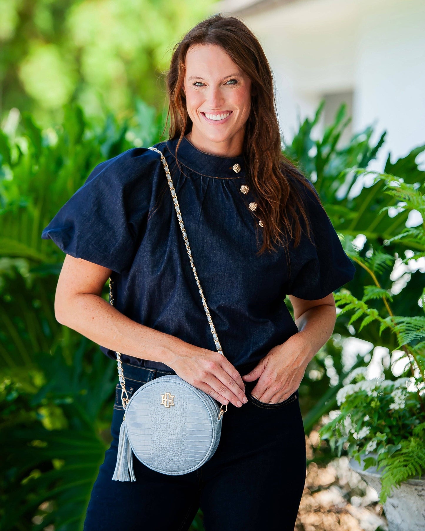 Cece Circular Crossbody Baby Blue | Caroline Hill