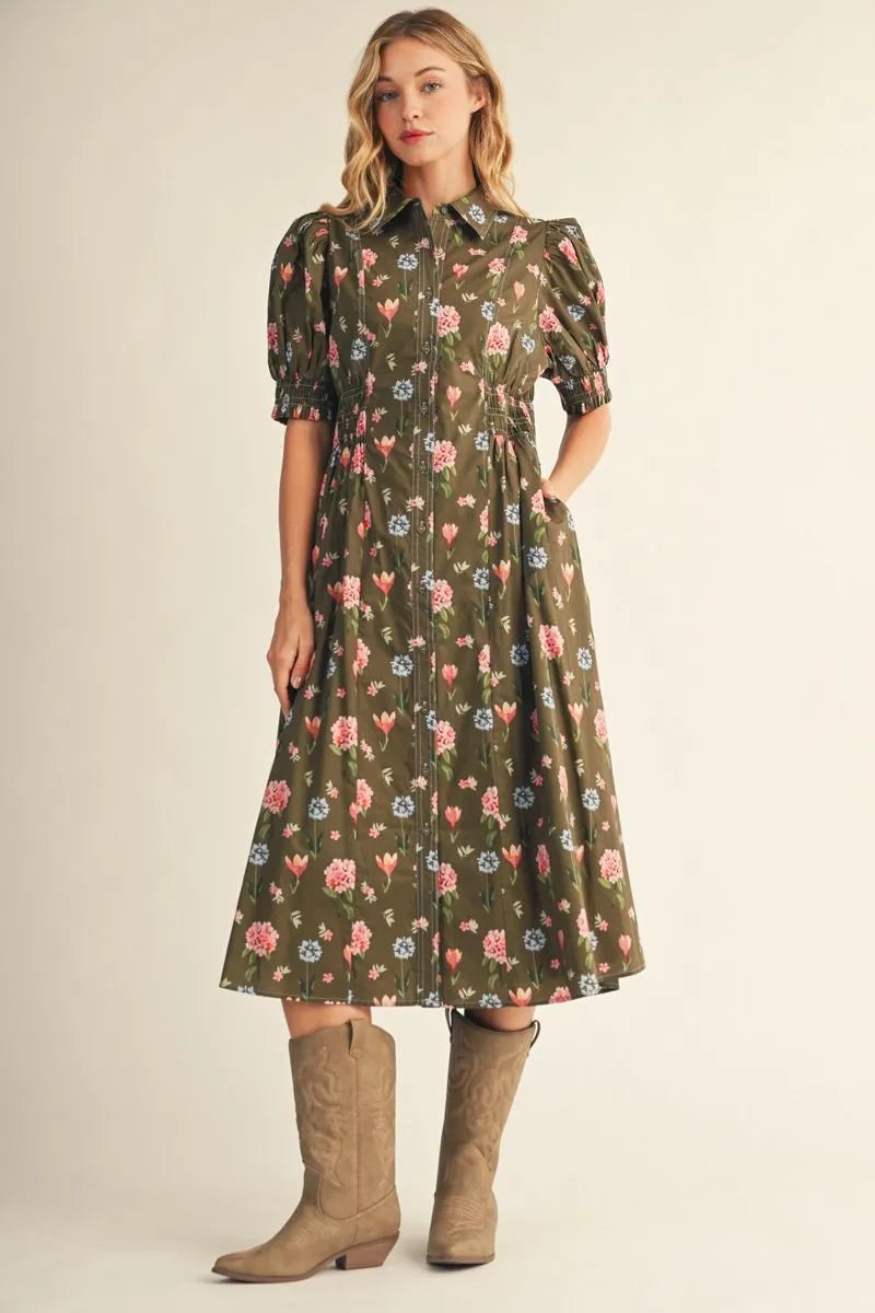 The Olive Bloom Dress | Jodifl