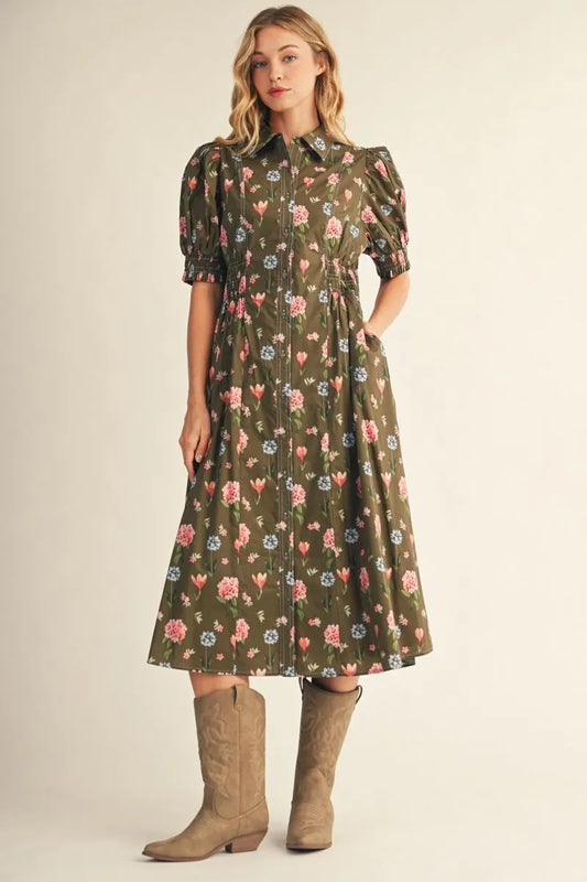 The Olive Bloom Dress | Jodifl