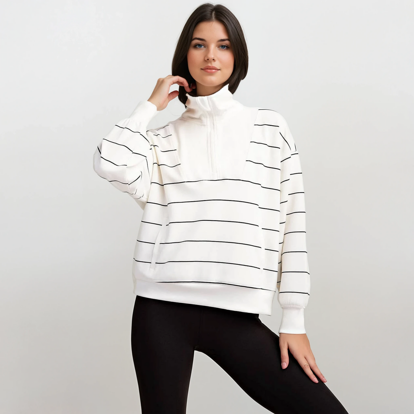 The Luxe Stripe Modal Quarter Zip | Rae Mode