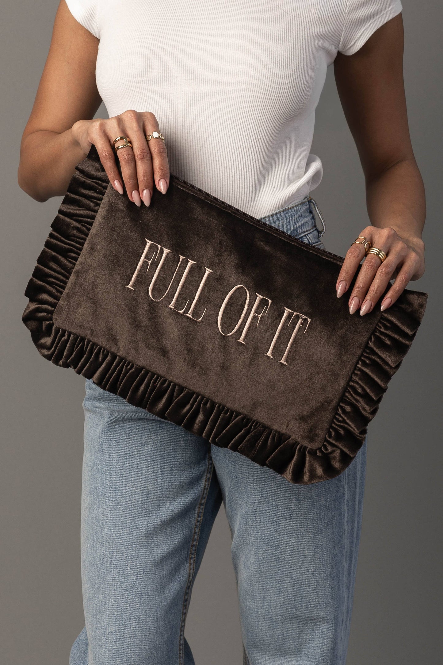 Full Of It Ruffle Travel Pouch | Panache
