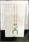 Wood & Afr. Bead w/ Turq. Pendant - Stripe African Bone Bead
