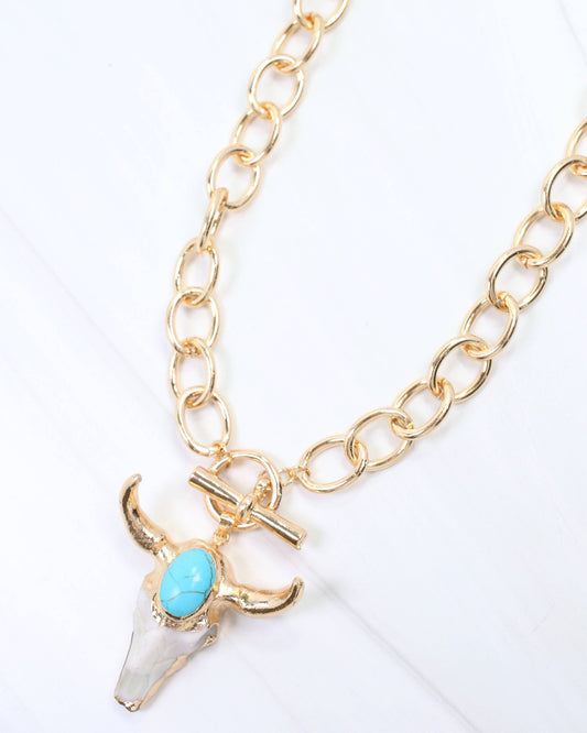 Tombstone Bull Necklace Gold | Caroline Hill