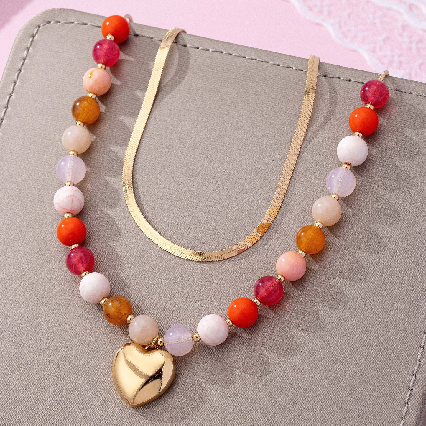 Color Me Red Beaded Layered Necklace
