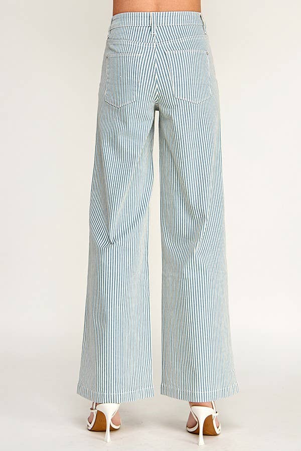 Blue Pinstripe High Rise Stretch Jean | Petra 153