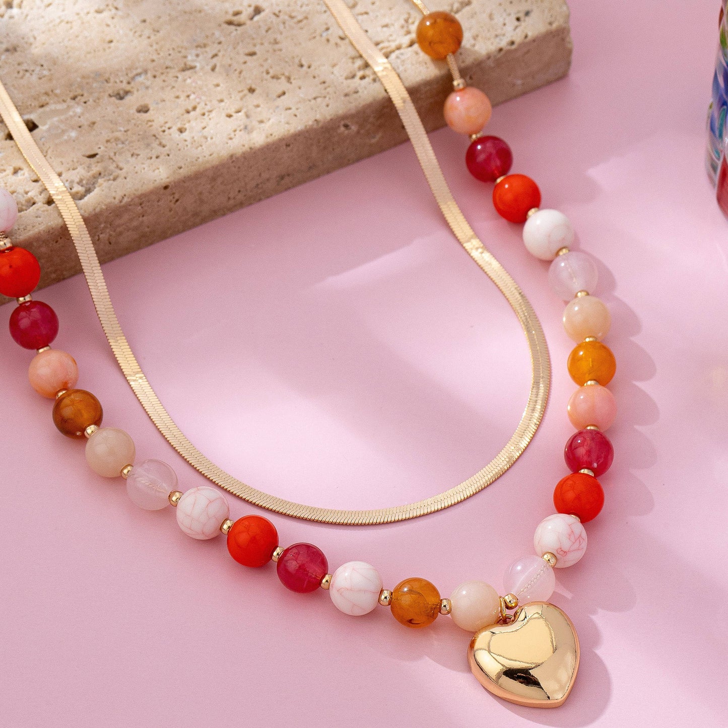 Color Me Red Beaded Layered Necklace