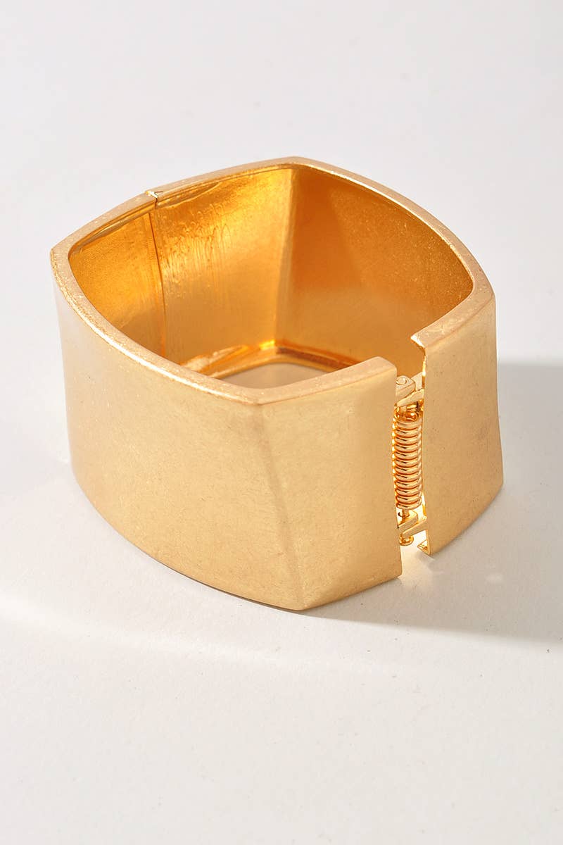 Matte Gold Geometric Hinge Cuff Bracelet