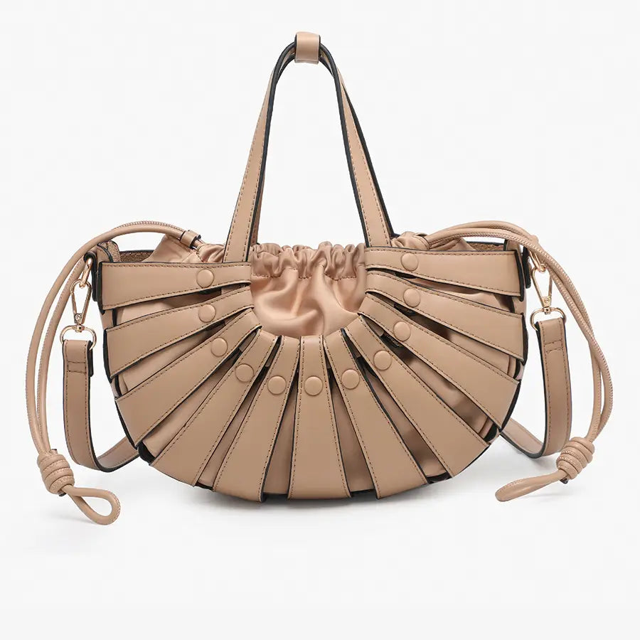 Loraine Hollow Cut Bucket Bag in Taupe