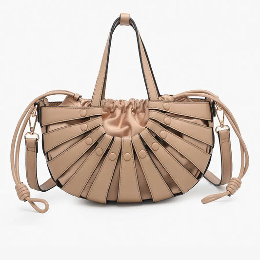Loraine Hollow Cut Bucket Bag in Taupe