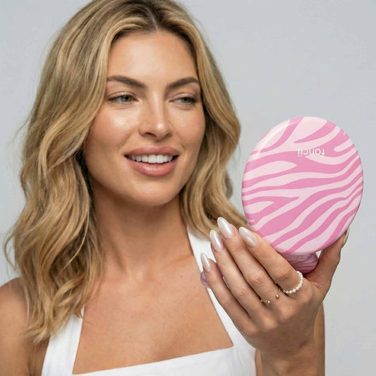 Fancii  5-inch LED Compact Mirror - Blush Zebra