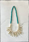 African Bone Disk Bead & Turquoise Wood Stick Bead Necklace