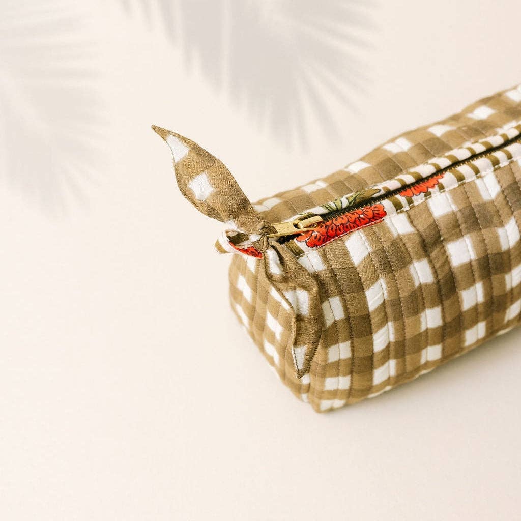 Small Painted Gingham Pouch | Sunshine Tienda