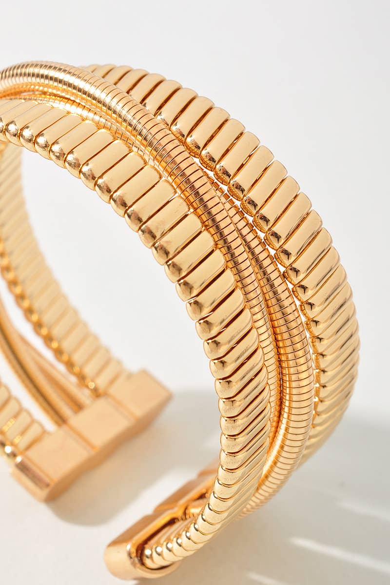 Multi Polished Box Cuff Bracelet