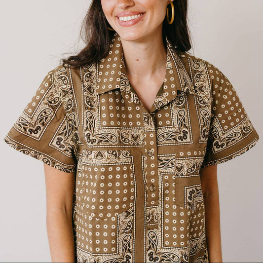 Sunshine Tienda | Olive Bandana Getaway Mini Dress