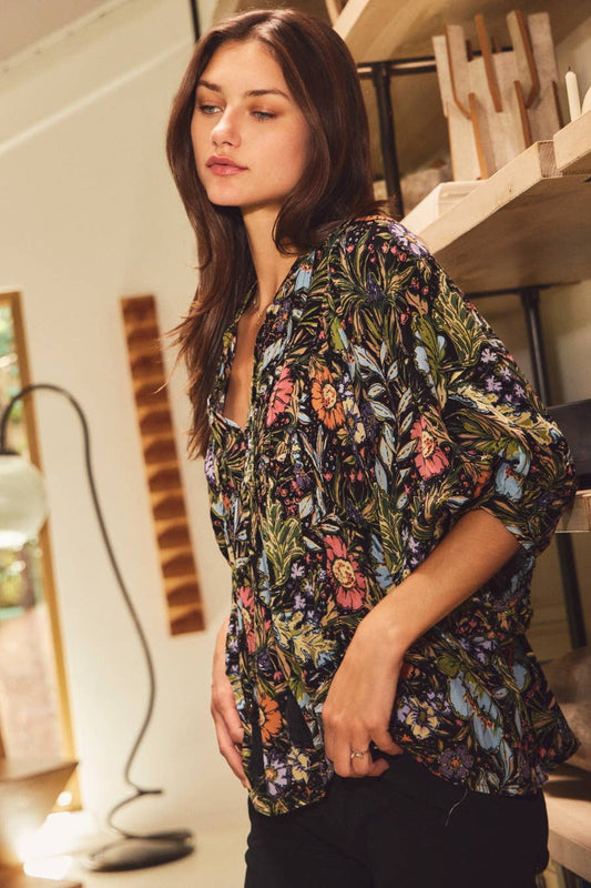 Bohemian Floral Peasant Blouse | Oddi