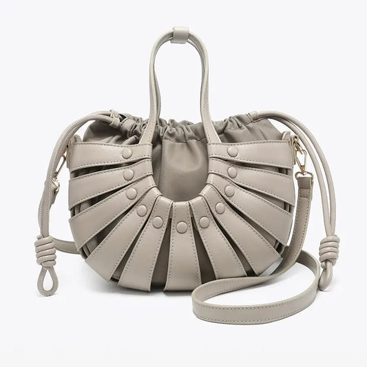 Loraine Hollow Cut Bucket Bag in Gray