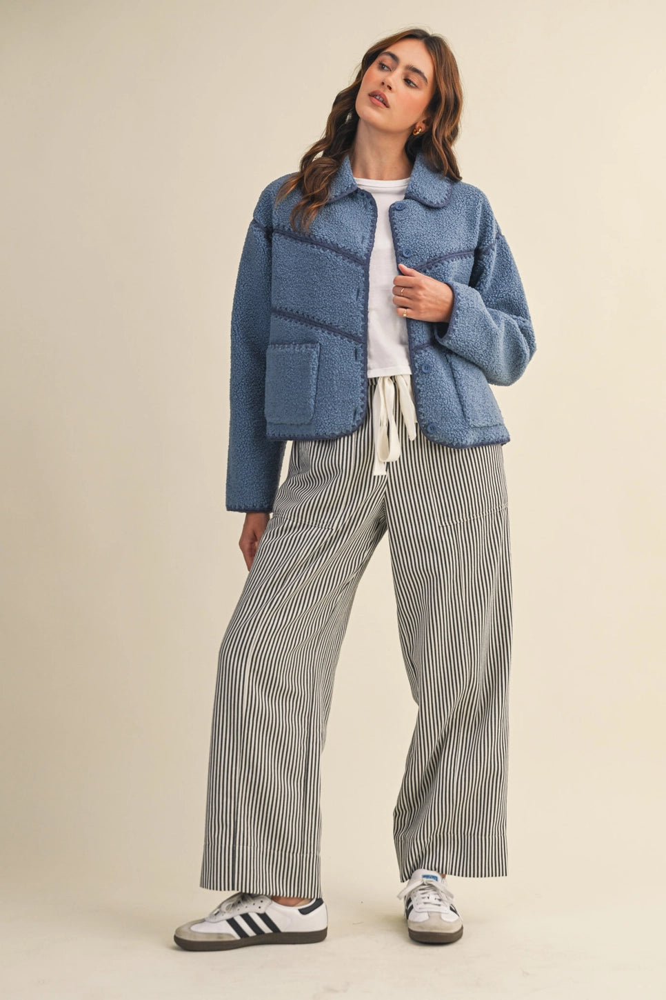 The Stripe Wide Leg Pant | &Merci