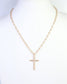 Cassia Textured Cross Necklace Worn Gold
