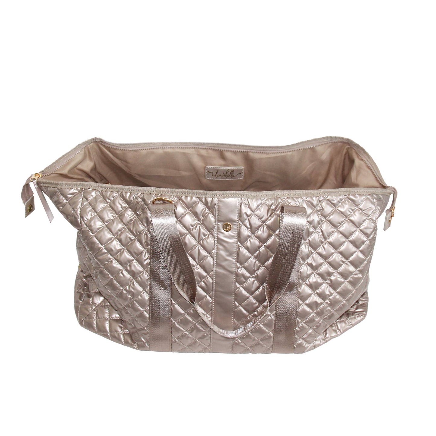 Diamond Quilted Weekender Duffel Bag | Champagne