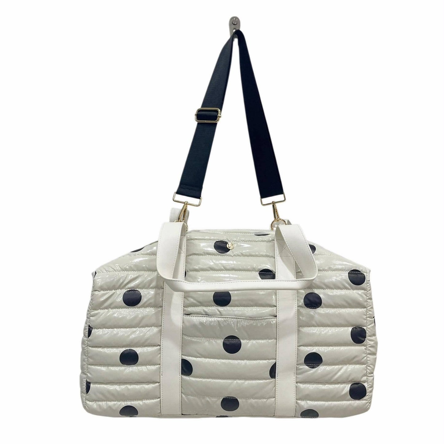 Cassie Weekender Duffel Bag | Black Polkadot