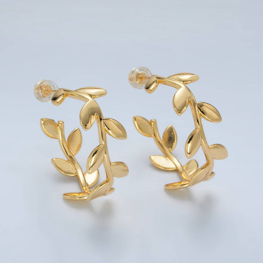 Leaf Hoop Earring | 24K Gold Filled