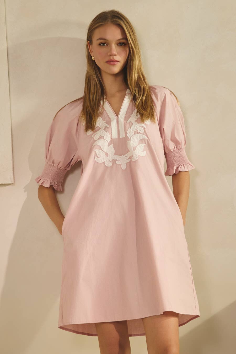 The Becky Poplin Embroidered Dress | Oddi