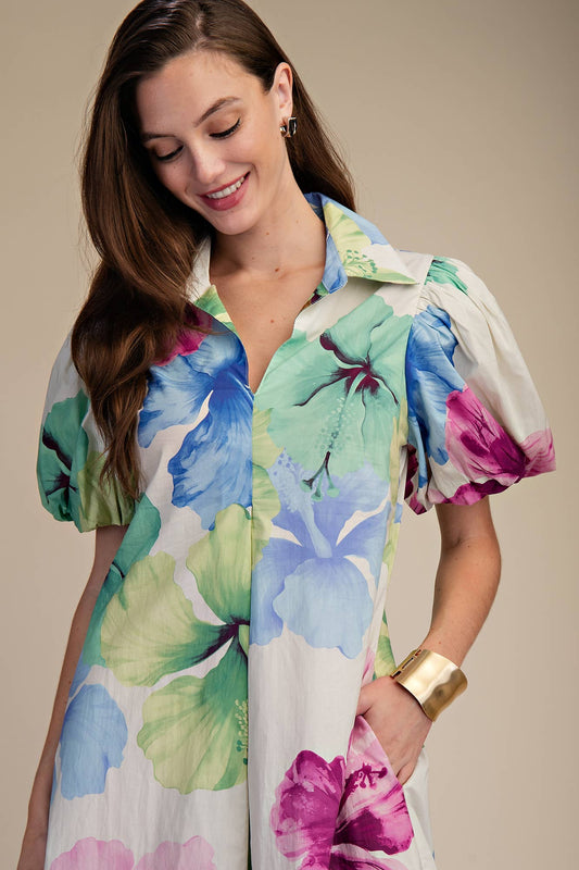 Collar V-Neck Pleated Midi Dress | Glam