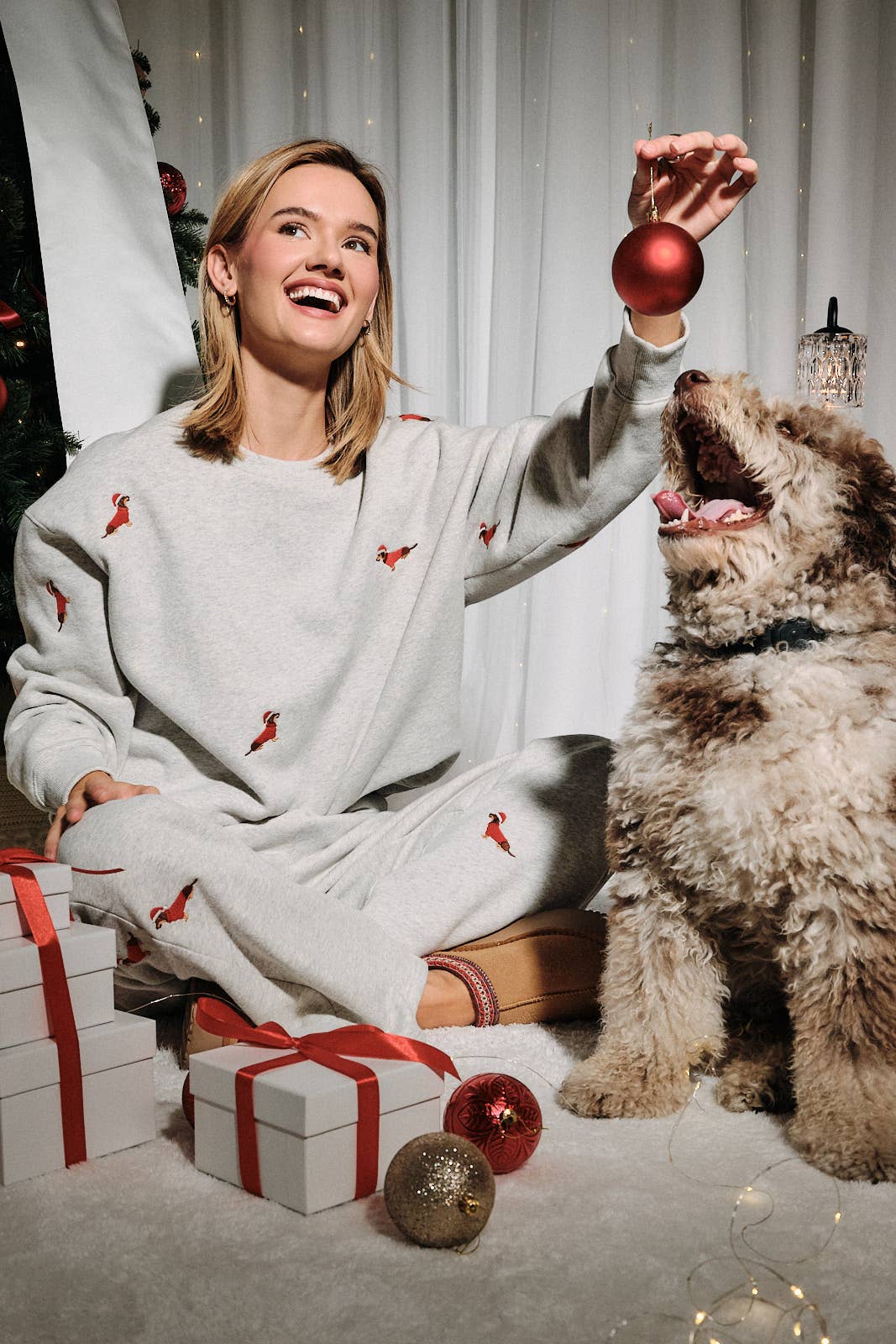 Christmas Weenie Embroidery Sweatshirt