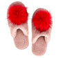 The Madison Slipper - Blush with Red Pom Pom