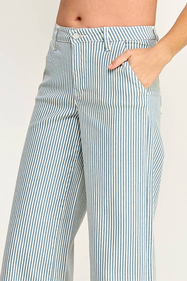 Blue Pinstripe High Rise Stretch Jean | Petra 153