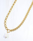 Coralie Asymmetric Link Pearl Necklace Gold