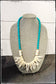 African Bone Disk Bead & Turquoise Wood Stick Bead Necklace